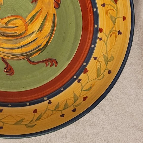 222 Fifth Rooster  Large Serving Bowl approx 13" X 3'" - Picture 5 of 9